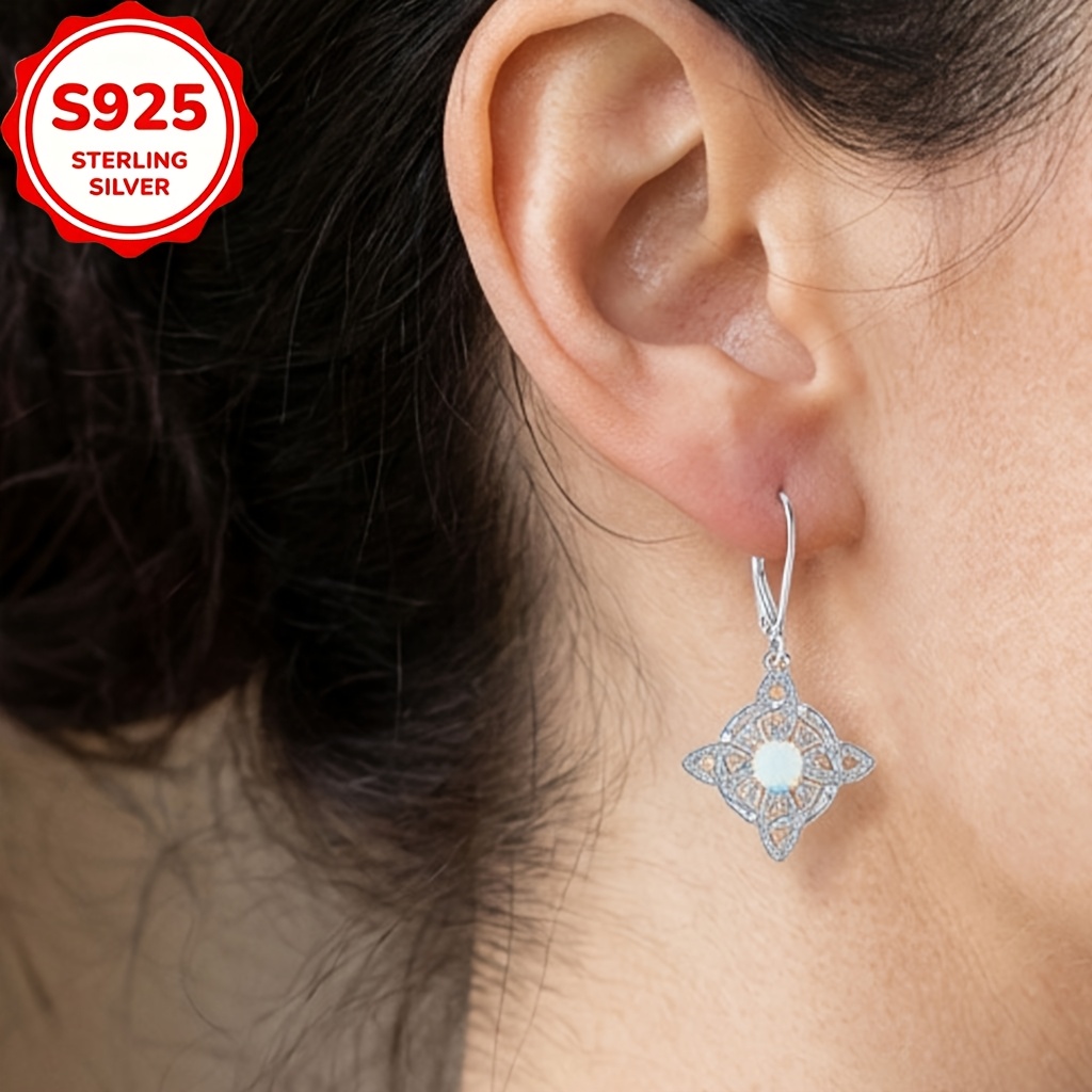 2pcs Women's S925 Silver Celtic Zirconia Ear Drop Earrings, Vintage Gift